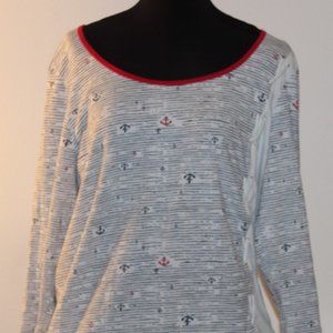 Rose Rose Nautical Top Womans XL Red,White & Blue
